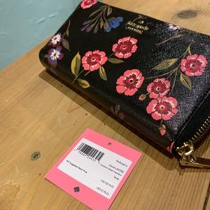 Kate spade black flowered wallet